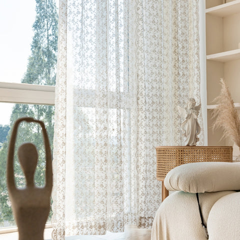 Velo blanco bordado arabescos estilo bohemio chic