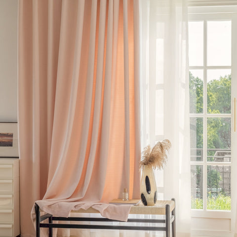 Cortina jacquard de chenilla rosa para salón