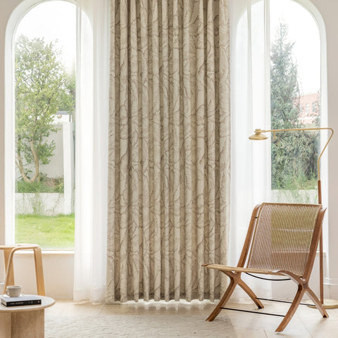 Cortina opaca de follaje tropical beige