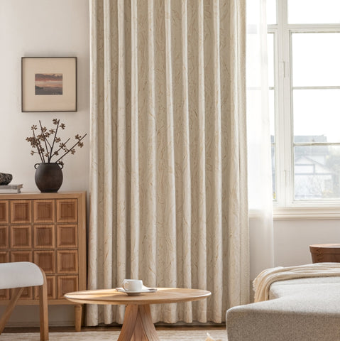 Cortina opaca efecto mármol dorado textura beige