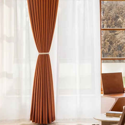 Cortina estilo lino naranja