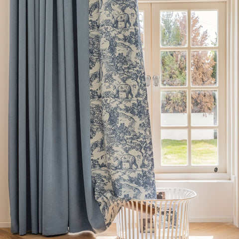Cortina opaca oruga toile de Jouy estampado bosque