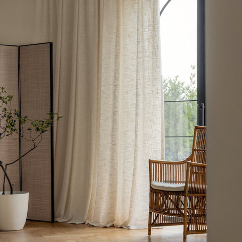 Visillo para salón efecto lino natural beige
