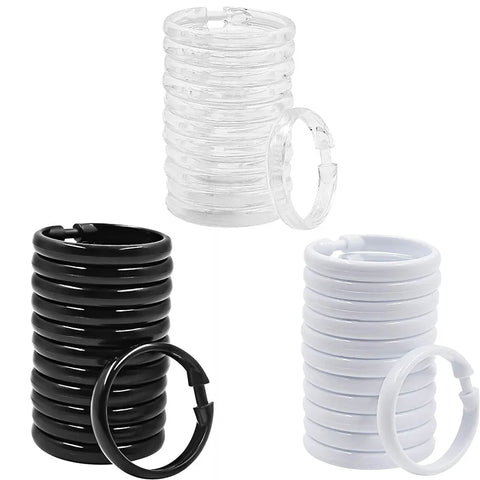 Anillas de plástico para cortinas de ducha – Juego de 12