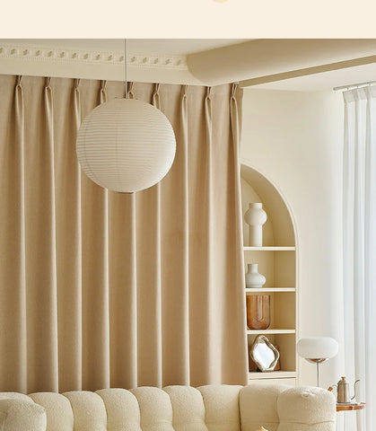 Cortina beige de lino moderna