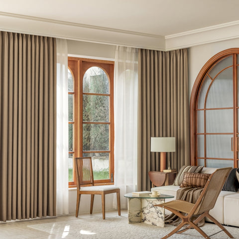 Cortinas opacas de tela de chenilla.