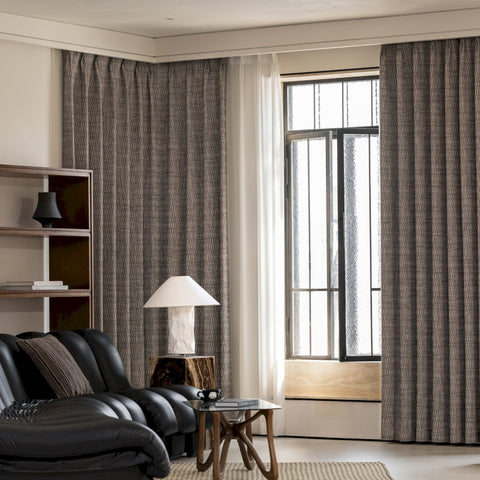 Cortina opaca jaspeada beige negra texturizada