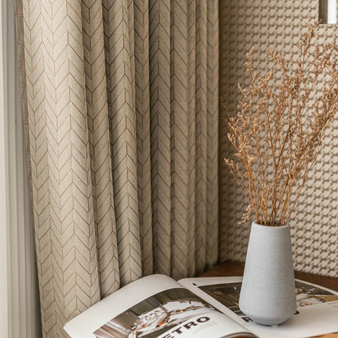 Cortina geométrica gruesa beige