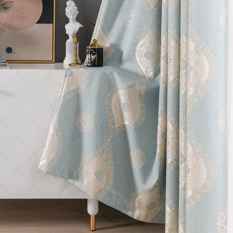 Cortina De Lujo Salón Azul Gris