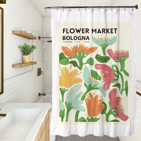 Cortina de ducha con flores (L180cm x H200cm)