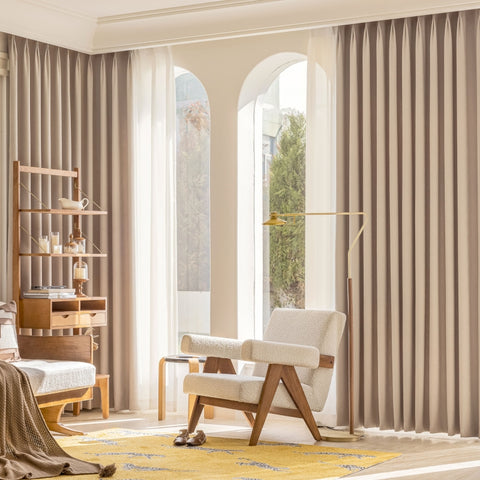 Cortina opaca tejida con efecto cestería en jacquard de terciopelo