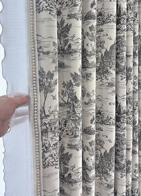 Rideau Blanc Vintage Motifs