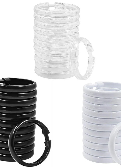Anillas de plástico para cortinas de ducha – Juego de 12