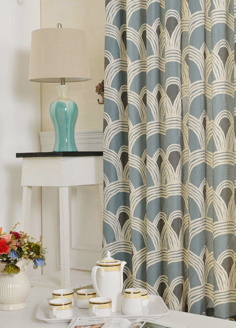 Rideau Bleu Motifs Arrondi