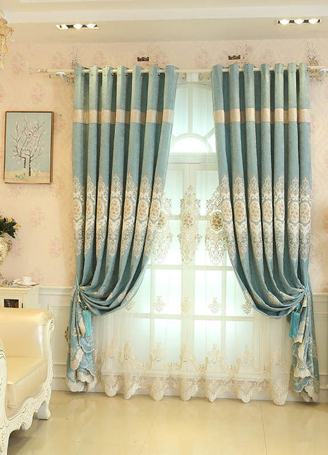 Rideau Royal Bleu Brodé