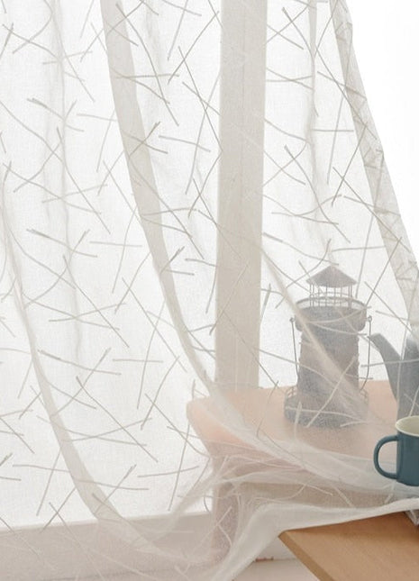 Rideau Voilage Blanc avec Motif