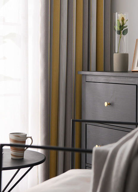 Rideau jaune Gris Blanc